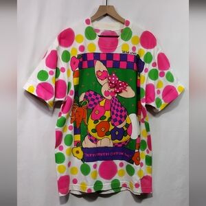 Tutti Frutti Cotton Tail T-Shirt Women's XL Multicolor Artsy Festival Retro 90s